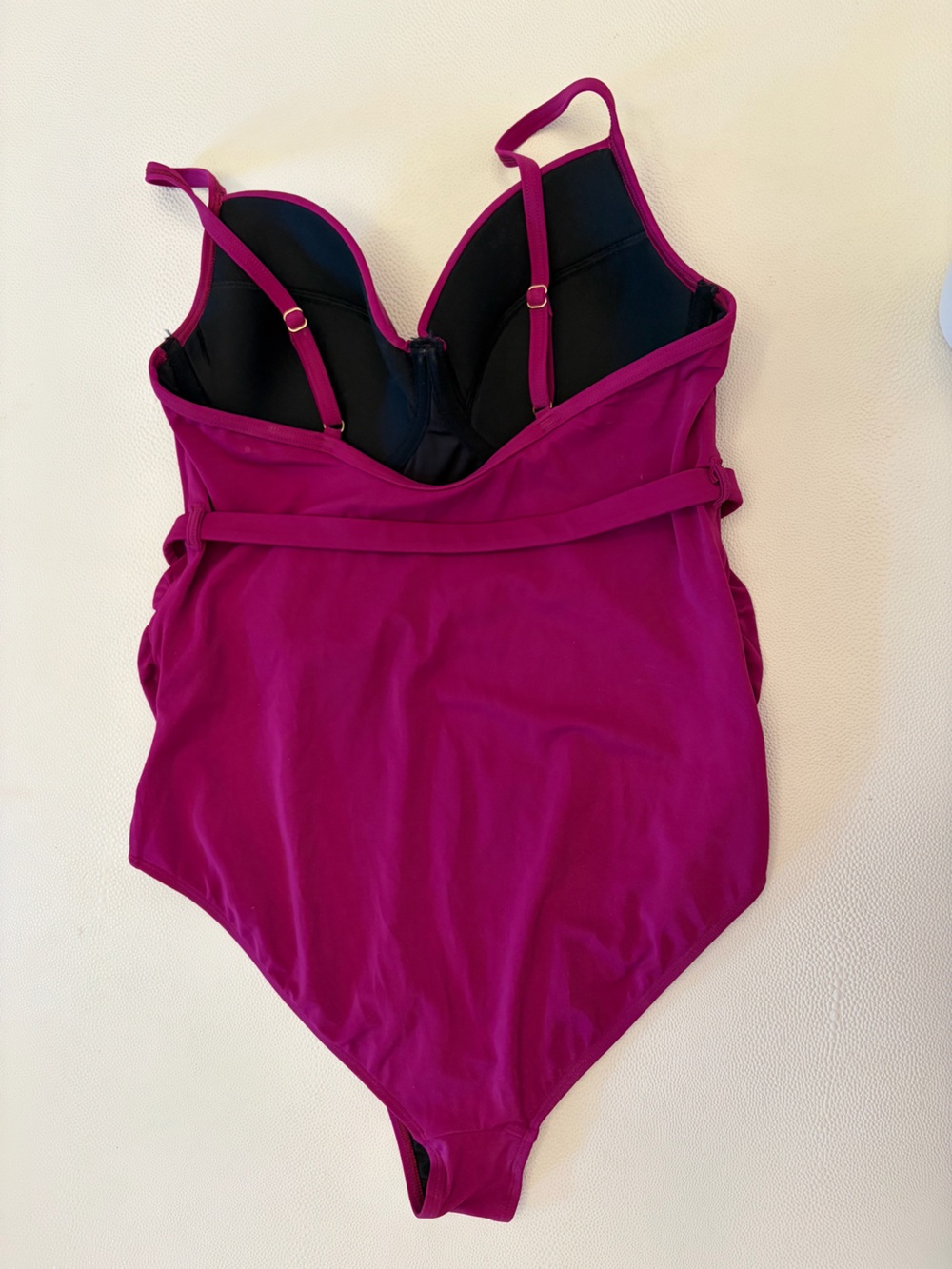 Seraphine Maternity Magenta One piece swimsuit with belt - large - Picture 3 of 4
